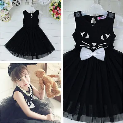 2016 новые повседневные платья для маленьких девочек принцесса детские милый кот