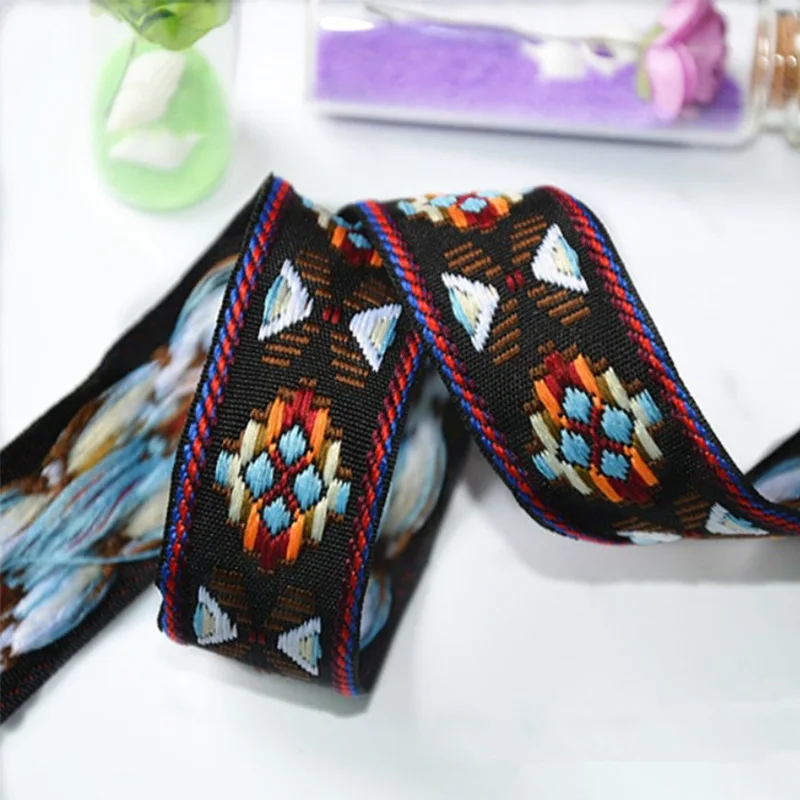 15Yards 2.5cm Retro Geometric Jacquard Ribbons Webbing DIY Clothes Bag Belt Sewing Webbings Tapes Fabric Accessories KY935 | Дом и сад