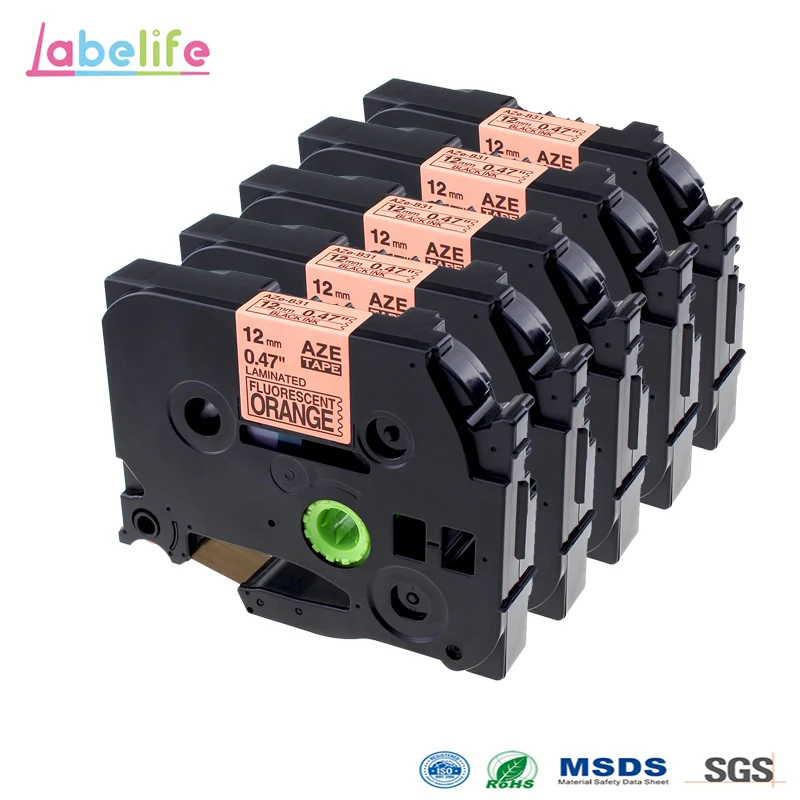 Labelife 5 упаковок TZe B31 для Brother P Touch Ламинированный TZ Картридж Ленты маркировки 12 мм x