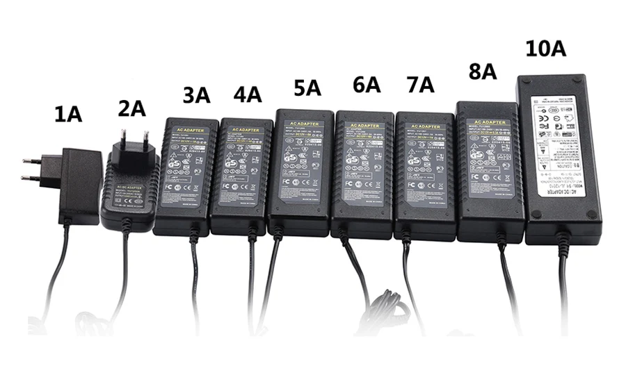 AC 100-240V к DC 12V 1A 3A 4A 5A 6A 7A 8A 10A адаптер питания, 12V 12W 36W 48W 60W 96W адаптер с IC чипом