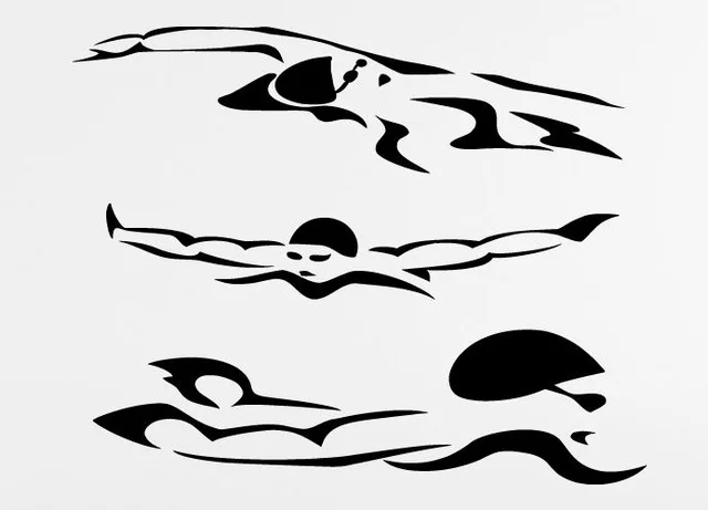 Плавающий пловец Спорт Laps плавательный Наклейка на стену спортзала бассейн