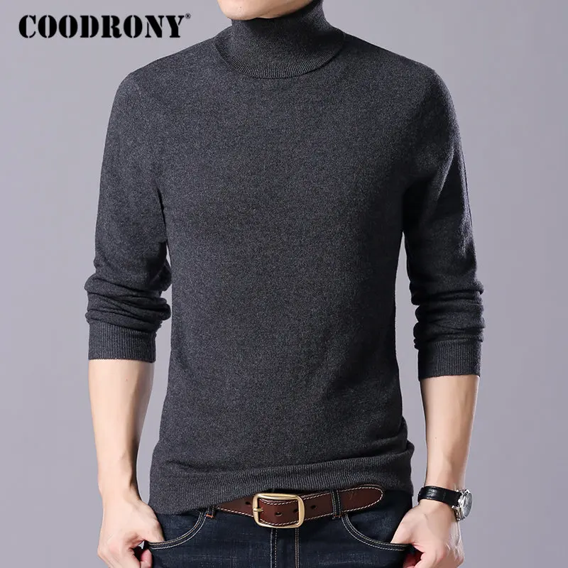 Бренд COODRONY, свитер для мужчин, Повседневный, водолазка, для осени и зимы, мериносовая шерсть, свитера, теплый кашемировый пуловер для мужчин, 93004