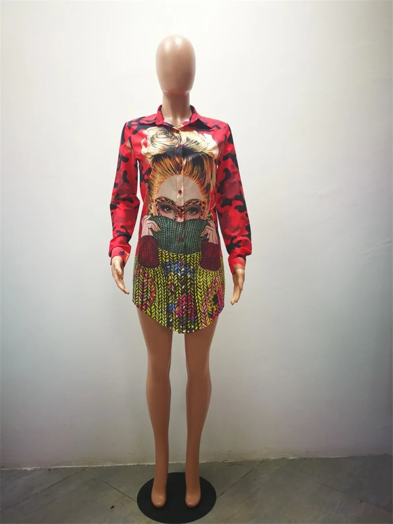 Новые модные женские блузки для девочек рубашки с принтом Длинные рукава Sexy