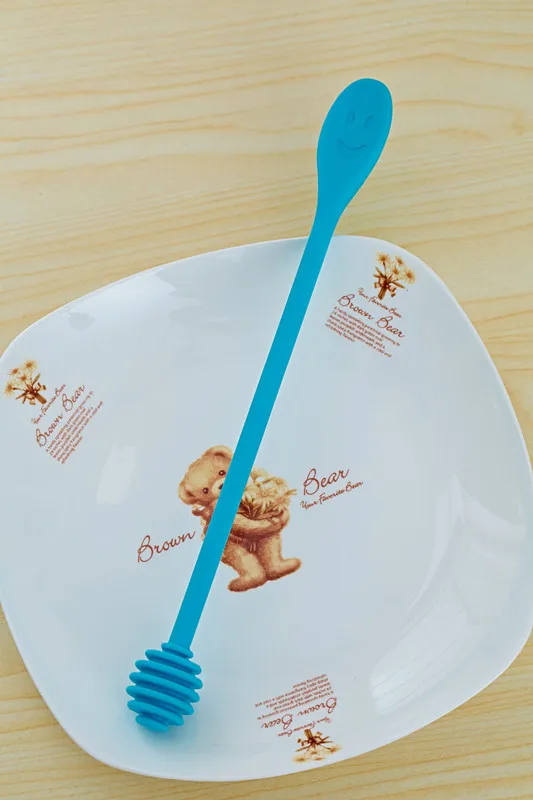 Модная популярная Милая силиконовая ложка для смешивания чая с улыбкой|honey spoon|long