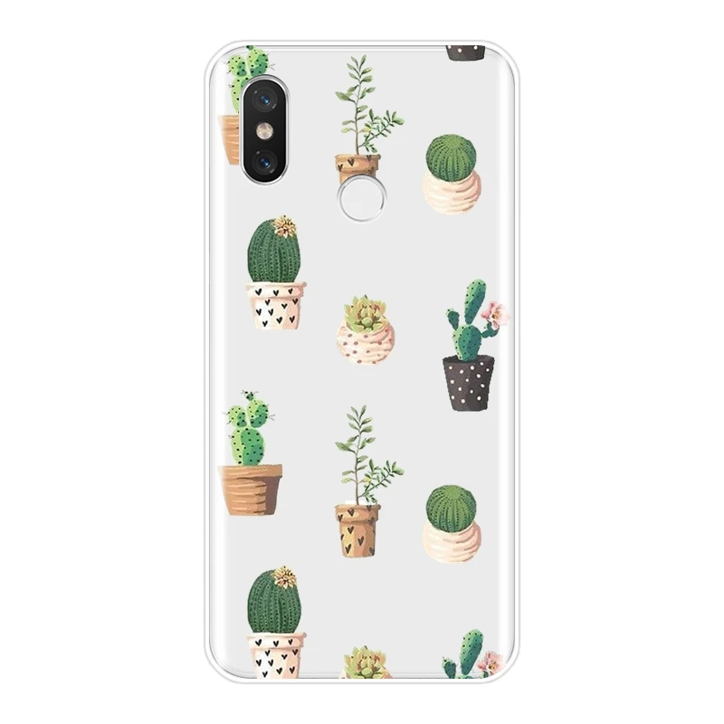 Чехол для Телефона С КАКТУСОМ и цветами Xiaomi MI A1 A2 Lite Mi5 Mi6 Mi8 силиконовая Мягкая
