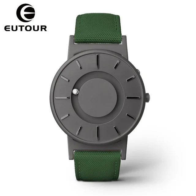 Grey Green Nylon Новинка, стильные мужские часы EUTOUR с магнитным шариком, новые наручные часы, мужские часы с нейлоновым ремешком, кварцевые часы, модные erkek kol saati - Цвет: Grey Green Nylon