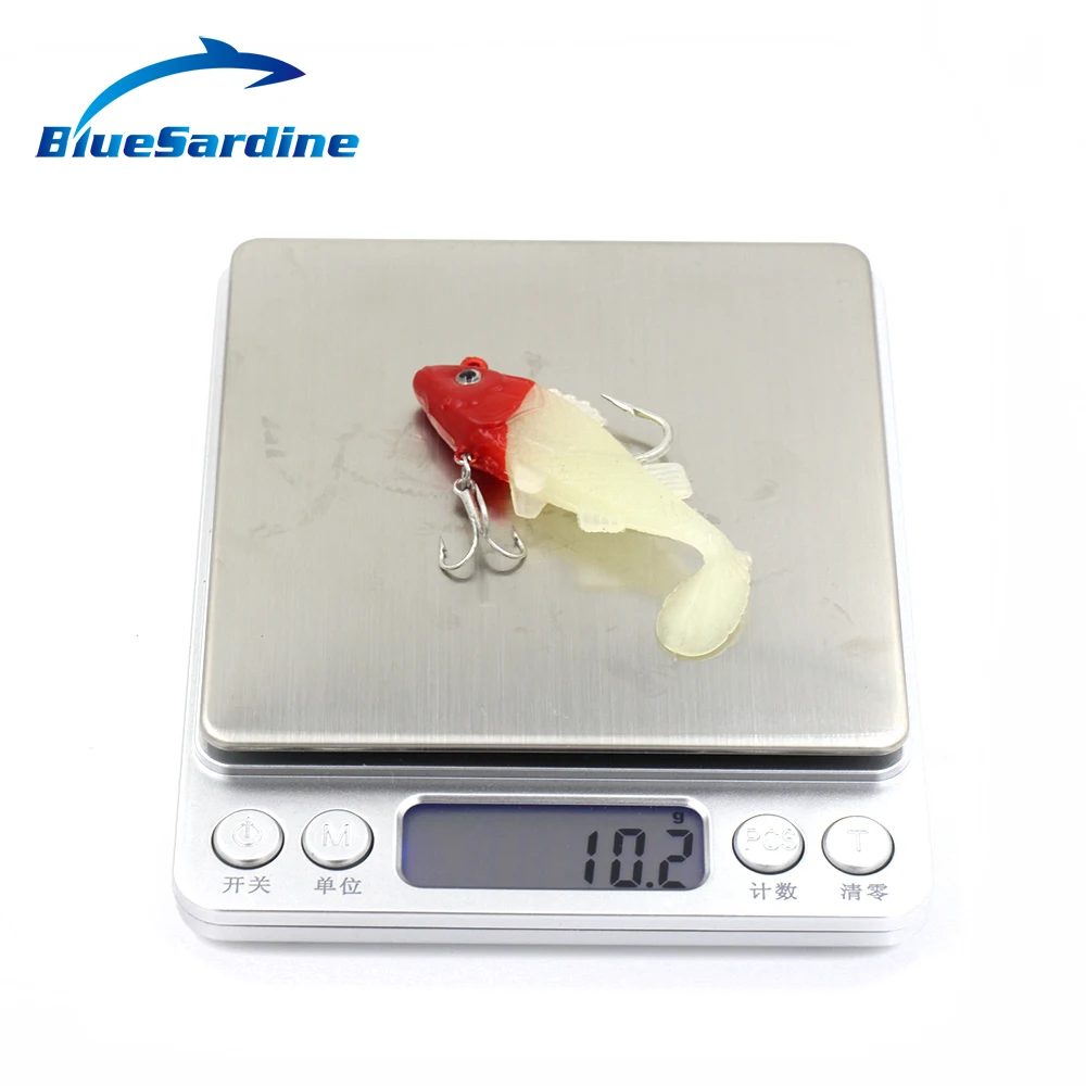BlueSardine мягкие рыболовные приманки 5 шт. пластиковые рыбные красного белого цвета 6