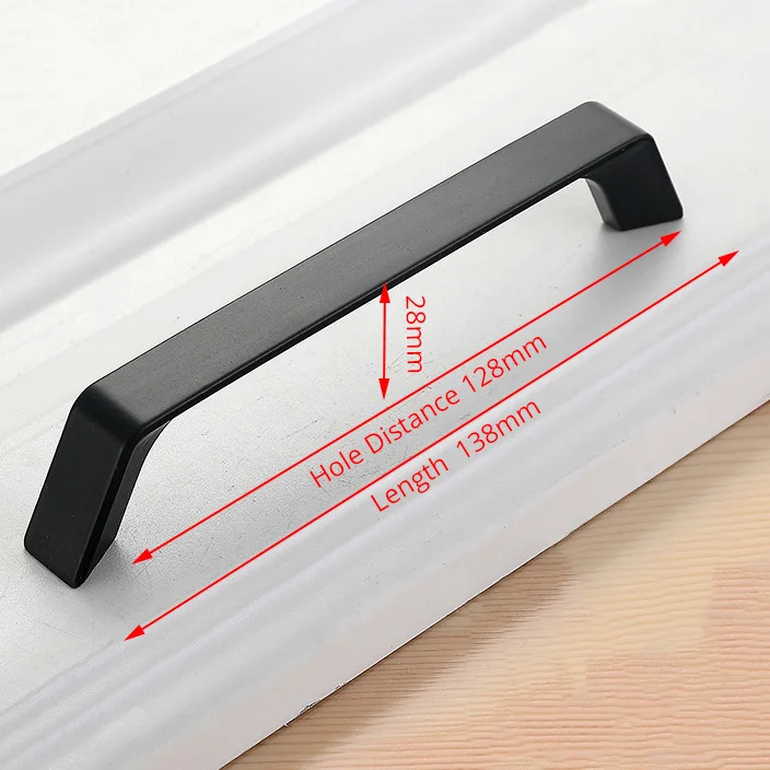 Handle-6699C-128 NAIERDI черные ручки шкафа американский стиль твердый алюминиевый сплав кухонный шкаф ручки для выдвижных ящиков оборудование для обработки мебели - Цвет: Handle-6699C-128