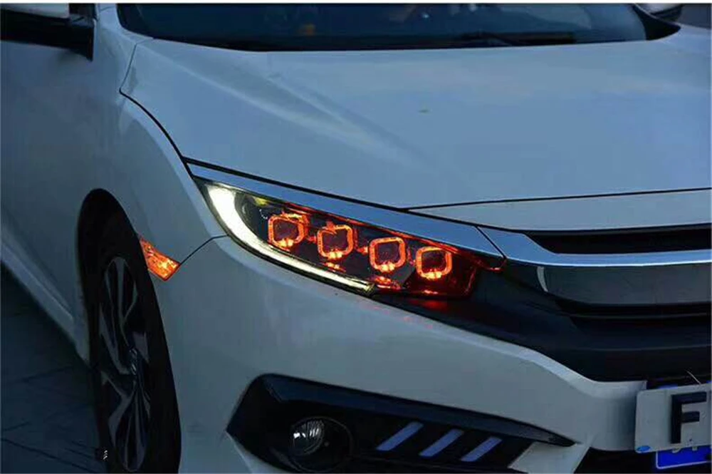 Стайлинга автомобилей головной светильник для Honda Civic 10th 2016 2017 2018 HID светодиодный s
