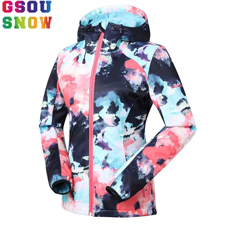 GSOU SNOW outdoor women's Soft shell Waterproof windproof keep warm Breathable Jacket Windbreaker Hunting Cycling Skiing coat
