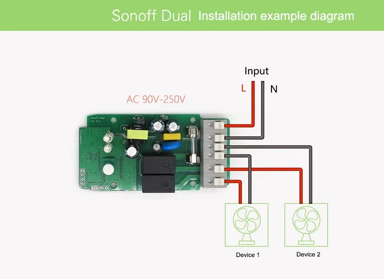 Itead Sonoff Двойной Wi-Fi умный переключатель 10A 220 В Беспроводной интеллектуальный Diy таймер домашняя Автоматизация Контролируемая работа Alexa Google