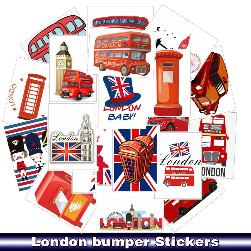25 шт./лот наклейка на бампер Лондона красные наклейки в виде автобуса для