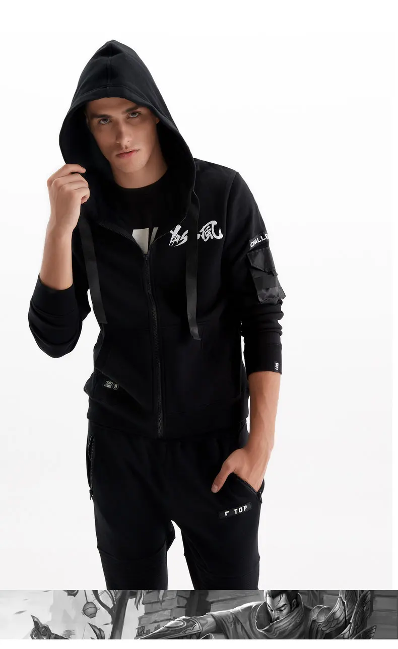 TEE7 GG серия best king sneaking assassin night running sports edition kai ying Мужской Хлопковый жилет на молнии с капюшоном модные толстовки с капюшоном