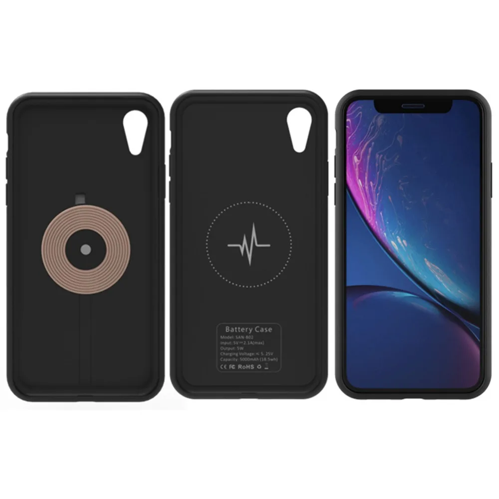 5000 мАч для iphone X XS XR чехол для батареи, умный беспроводной Чехол для зарядного устройства, внешний аккумулятор 6000 мАч для iphone XS MAX чехол для аккумулятора