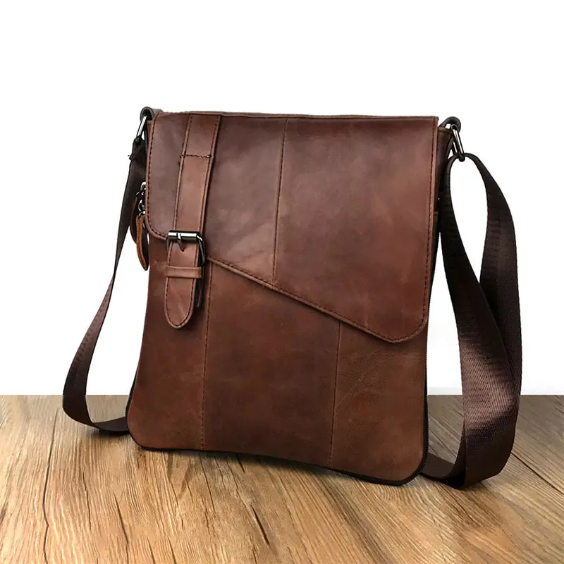 TIANHOO Genuine Leather messenger man bag small zipper cowwide layer luxury handbags men bags designer |