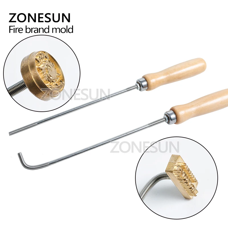 Тиснение бренда ZONESUN ручка для горения латунный пресс штамп на пищевое печенье