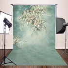 Виниловый фон для фотосъемки с изображением весенних зеленых цветов и деревянного пола для фотостудии
