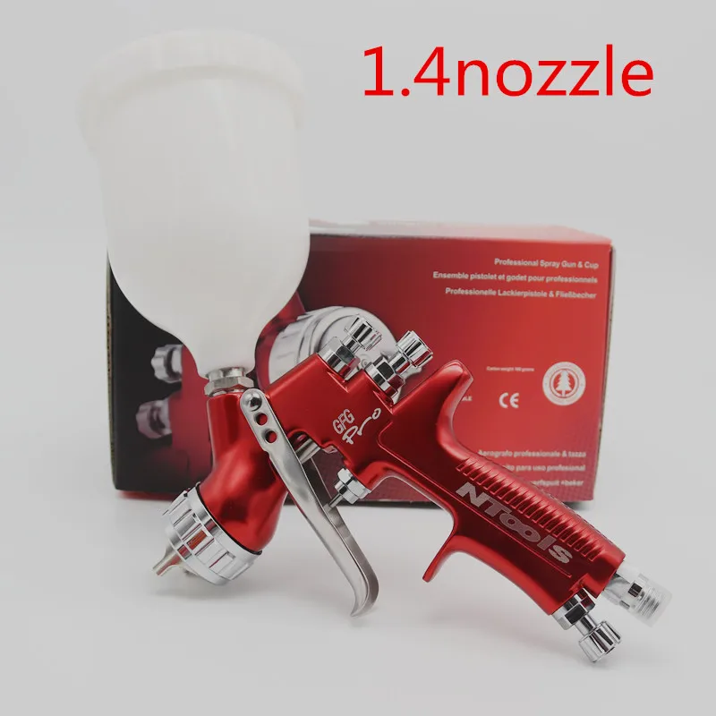 Curved handle 1.4 Оптом и в розницу профессиональный распылитель GFG с высоким распылителем LVMP автомобильный краскопульт, окрашенный высокоэффективный распылитель GFG - Цвет: Curved handle 1.4