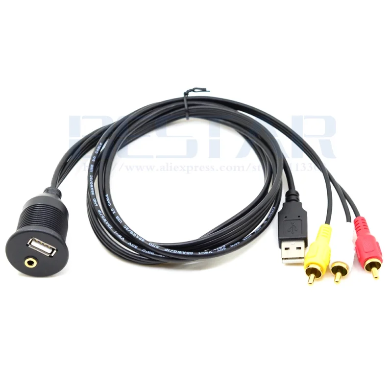 1 м/3 фута USB 2 0 и 3 RCA штекер к USB2.0 5 мм гнездо панель приборной панели Aux