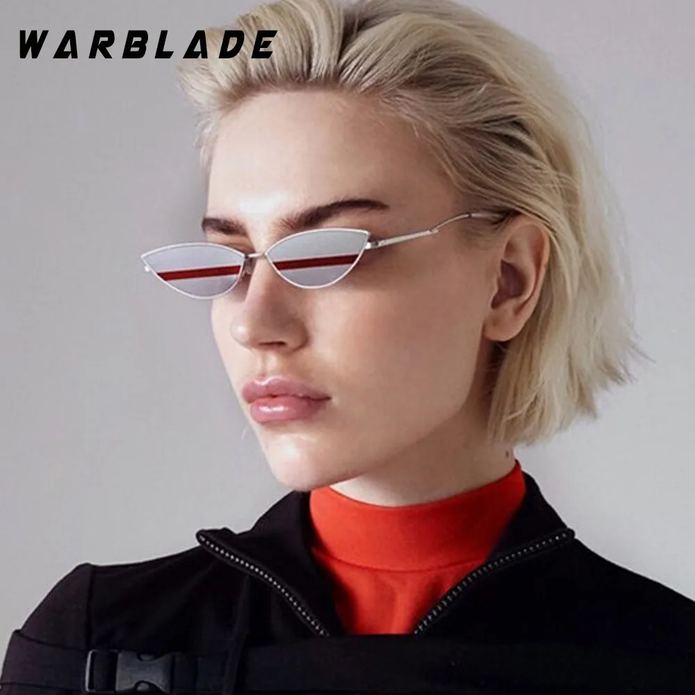 Женские винтажные солнцезащитные очки WarBLade красные маленькие с металлической