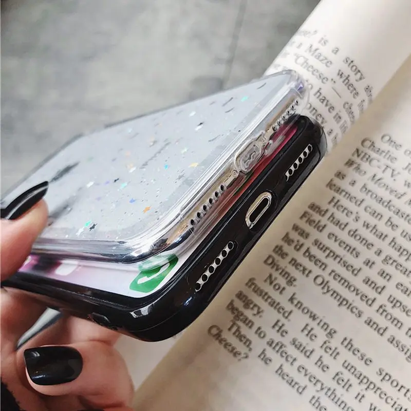 Чехол для iphone XR XS MAX X 10 6 s plus прозрачный чехол с блестящими звездами Луной 7 8 чехлы