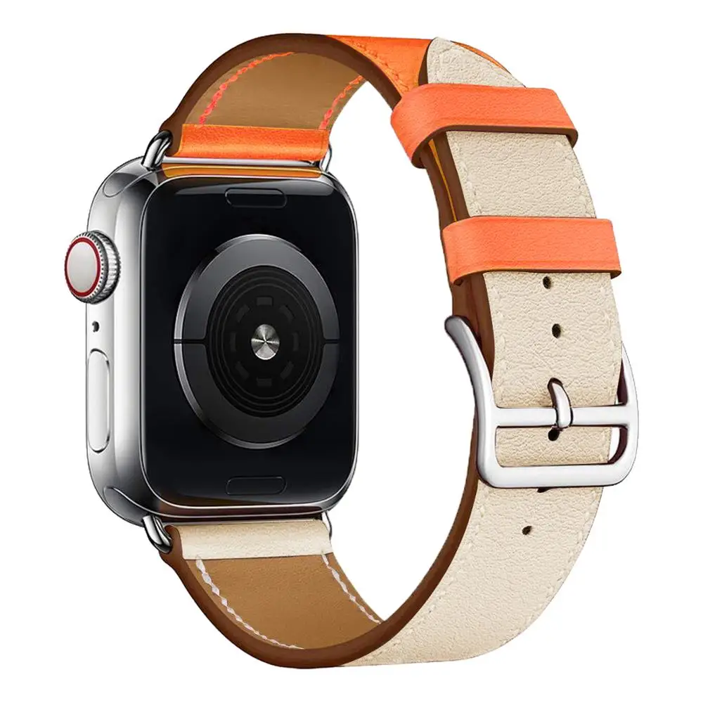 Цветной кожаный ремешок для Apple Watch Series 5 Band 44 мм 40 42 38 браслет наручных часов Iwatch