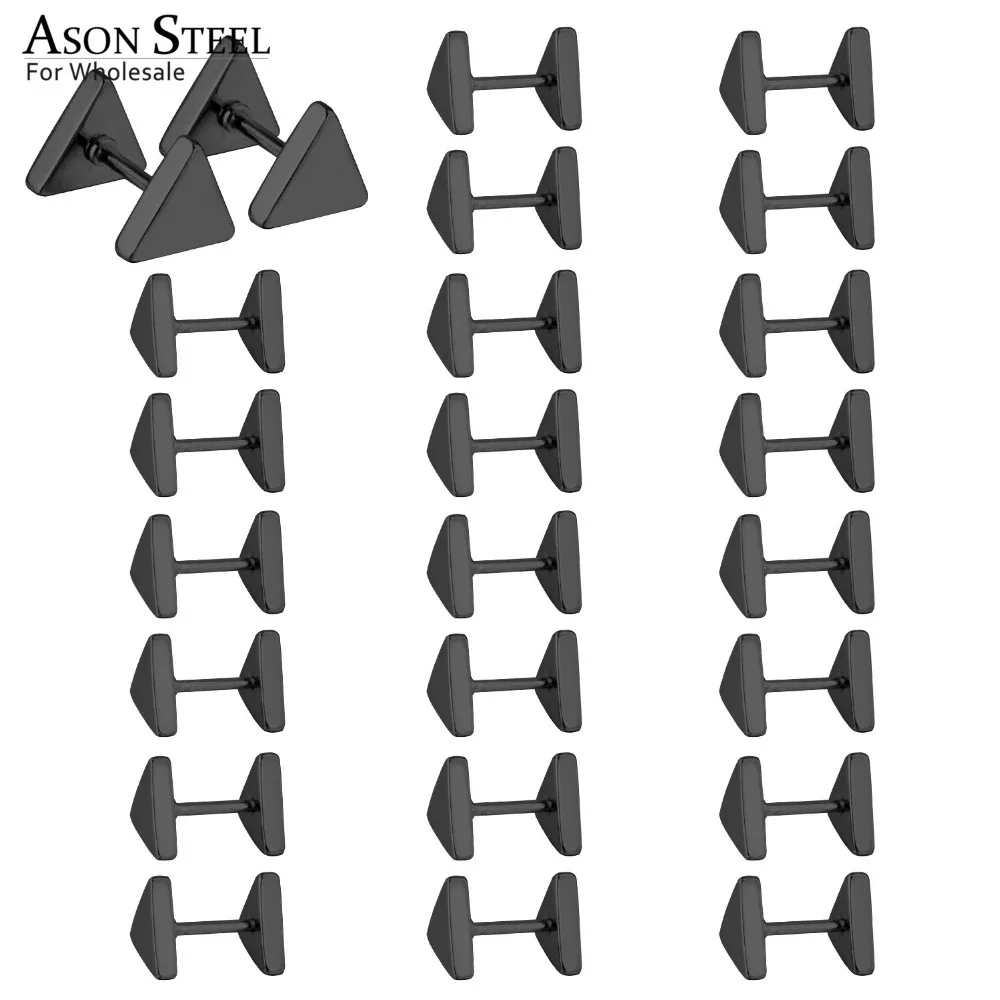 

ASONSTEEL Fashion Triangle Studs Earrings Men Punk Earrings Stud Jewelry Black Stainless Steel Earring Stud for Women Gift