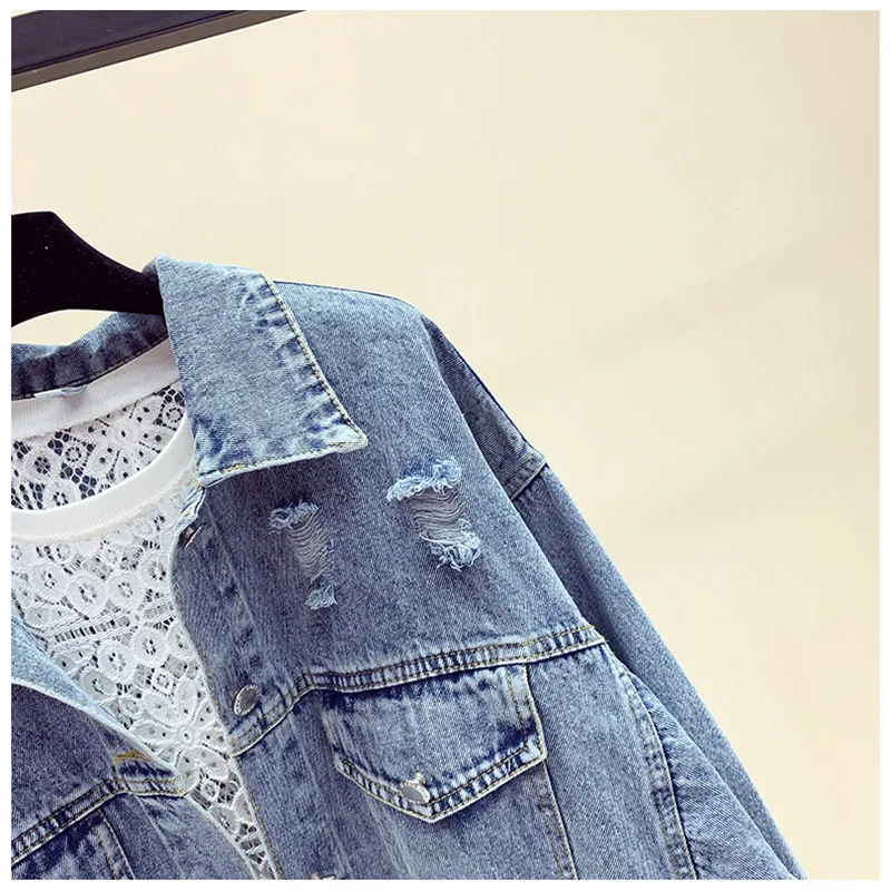 2019 Новая женская джинсовая куртка с рукавами летучая мышь свободные винтажные