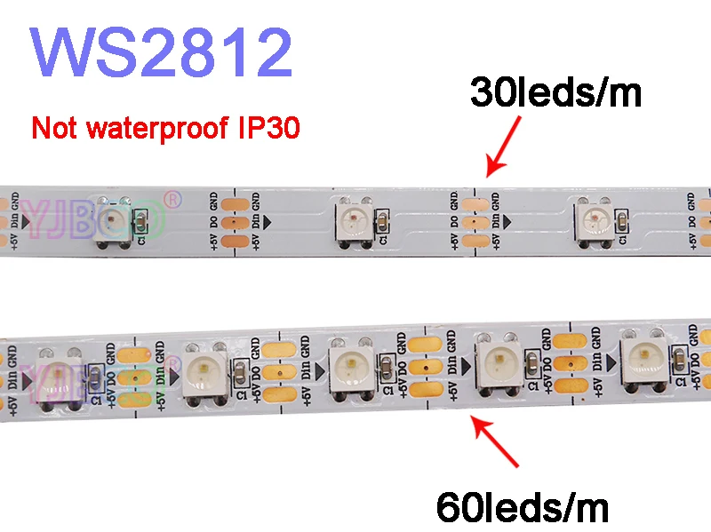 5 м/лот WS2812B 30/60 светодиодов/м APA102 WS2813 умная светодиодная Пиксельная полоса; DC5V; Черная/белая печатная плата; не Водонепроницаемая IP30