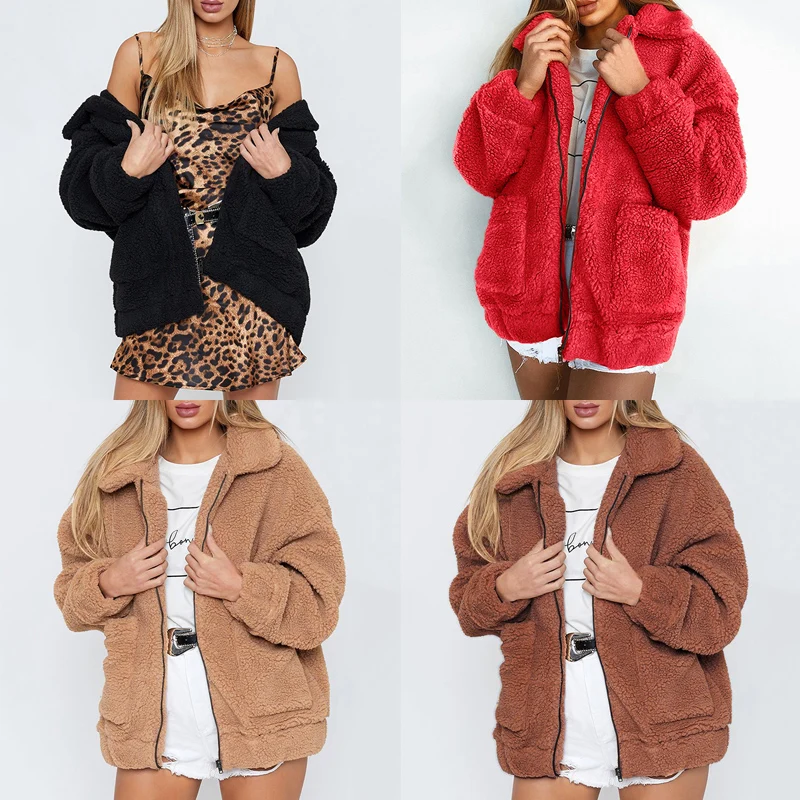 Women Autumn Winter Jacket Coat Faux Fur Coat Fake Fleece Jacket Fluffy Jackets Overcoat Casual 3XL Plus Size Outwear