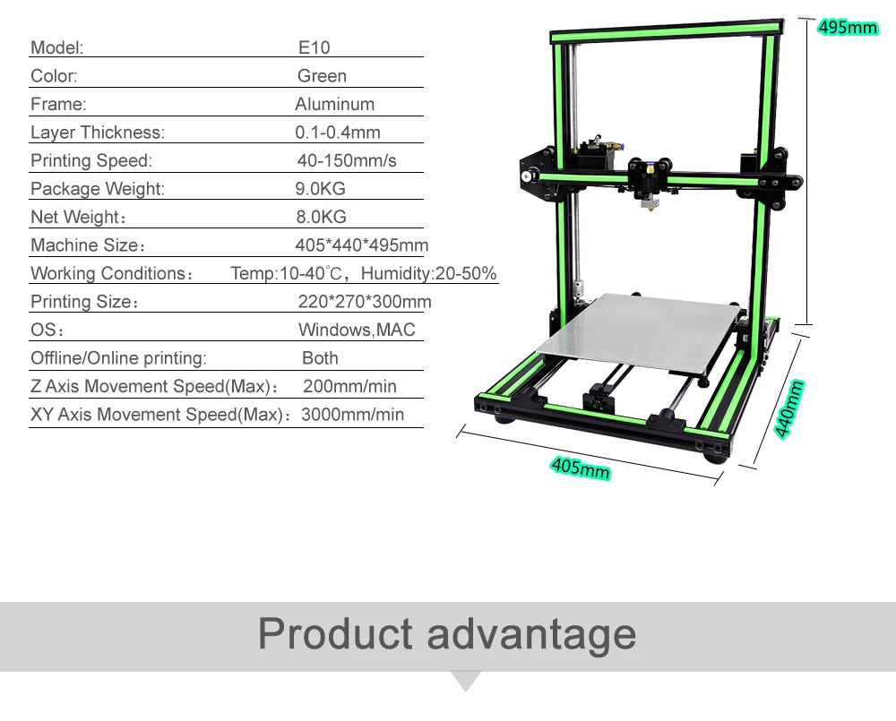 Anet E10 E12 3d принтер DIY большой размер печати высокая точность Reprap Prusa i3 imprimante 3d принтер комплект с PLA нитью печати