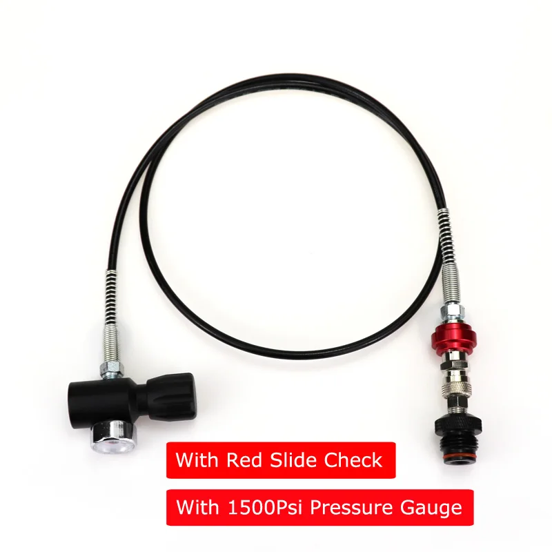 With Gauge-Red Пейнтбольный Воздушный пистолет страйкбольный PCP воздушный винтовочный зарядный шланг с микроотверстием дистанционный шланг с слайд-чек быстроразъемный 40 дюймов - Цвет: With Gauge-Red