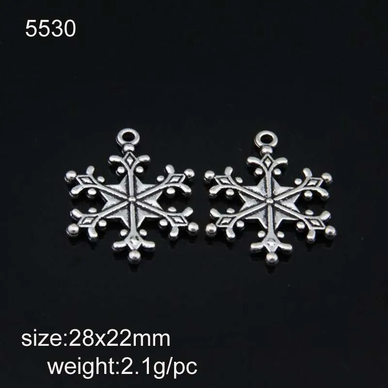 

25pcs 22*28mm Antique Silver Snow Snowflake Charms Pendant Fit For DIY Bracelet Necklace