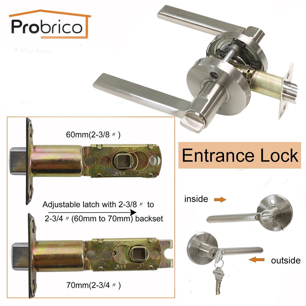 Probrico дверные ручки замок для межкомнатных дверей матовый никелевый ключ