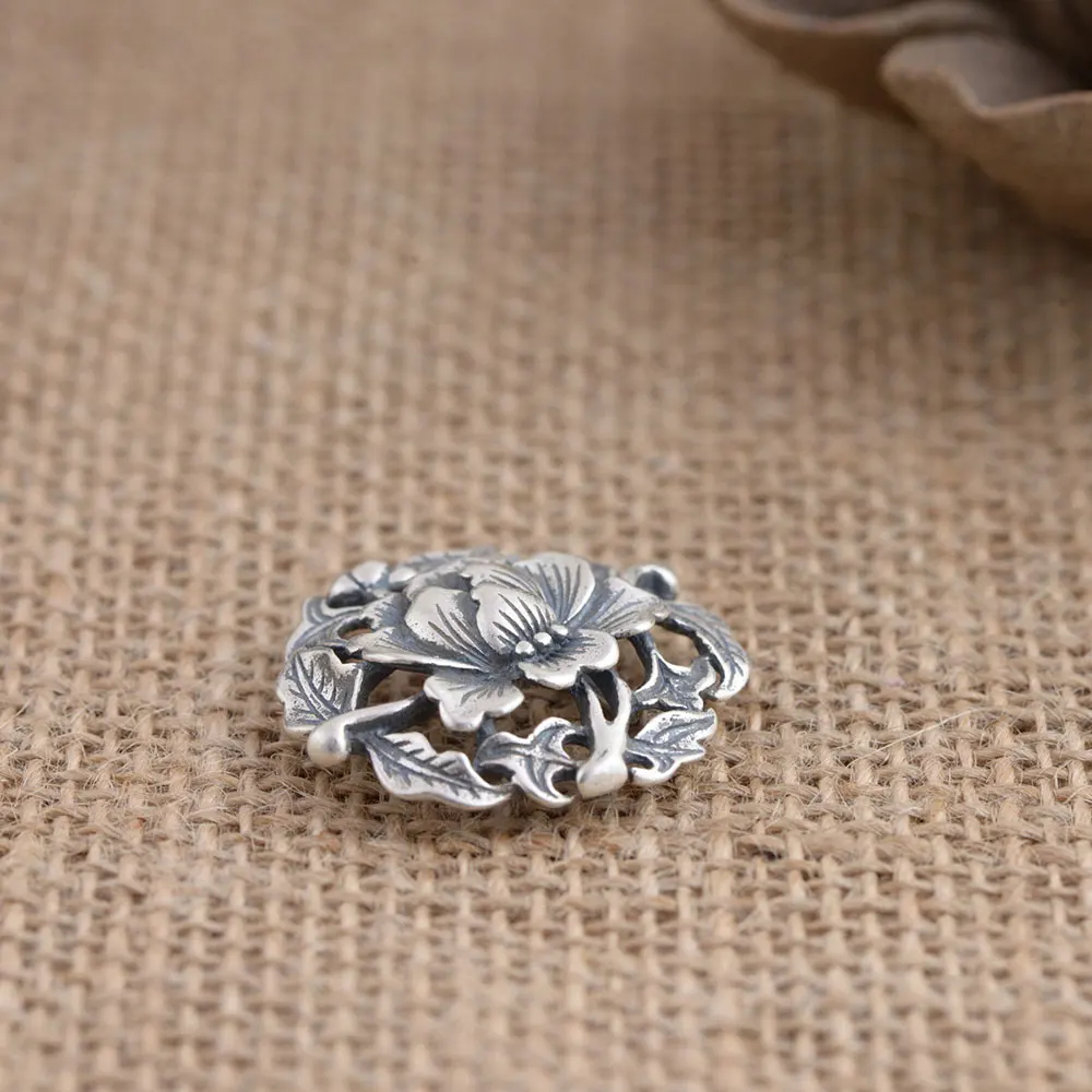Кулон в виде цветка из серебра 925 пробы 100% пробы|thai silver pendant|pendants for womensilver flower pendant |