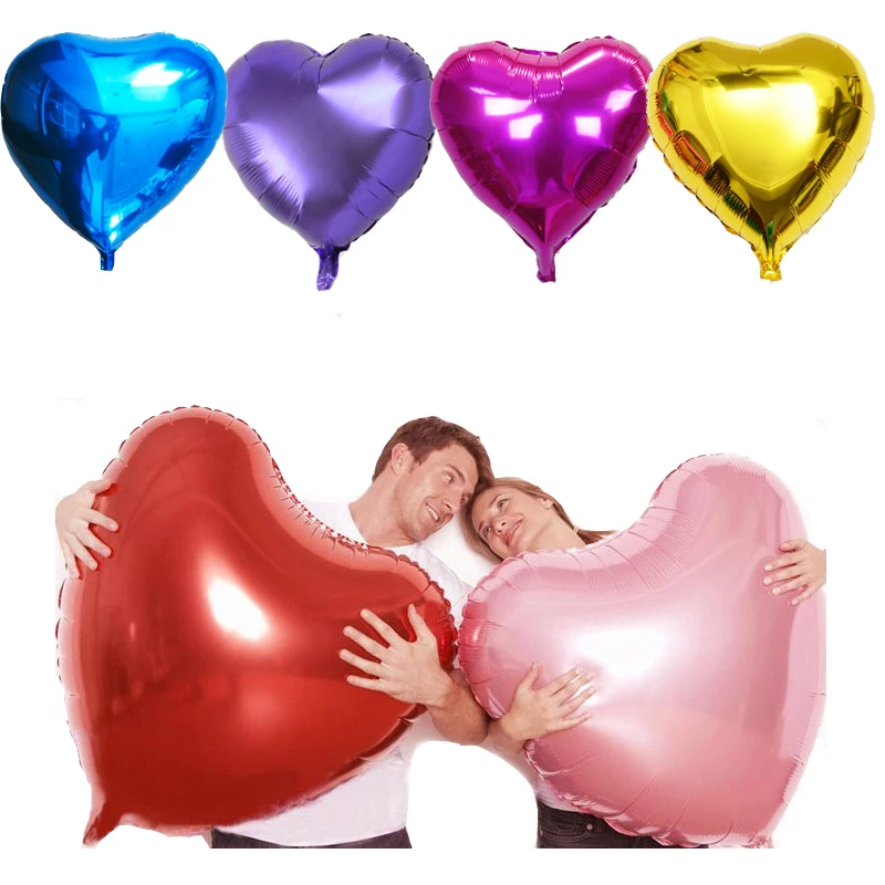 50pcs/lot Wedding Balloons Large 36inch 75cm Heart Foil Valentine's day Birthday Party Anniversary Decoration Supplies | Дом и сад
