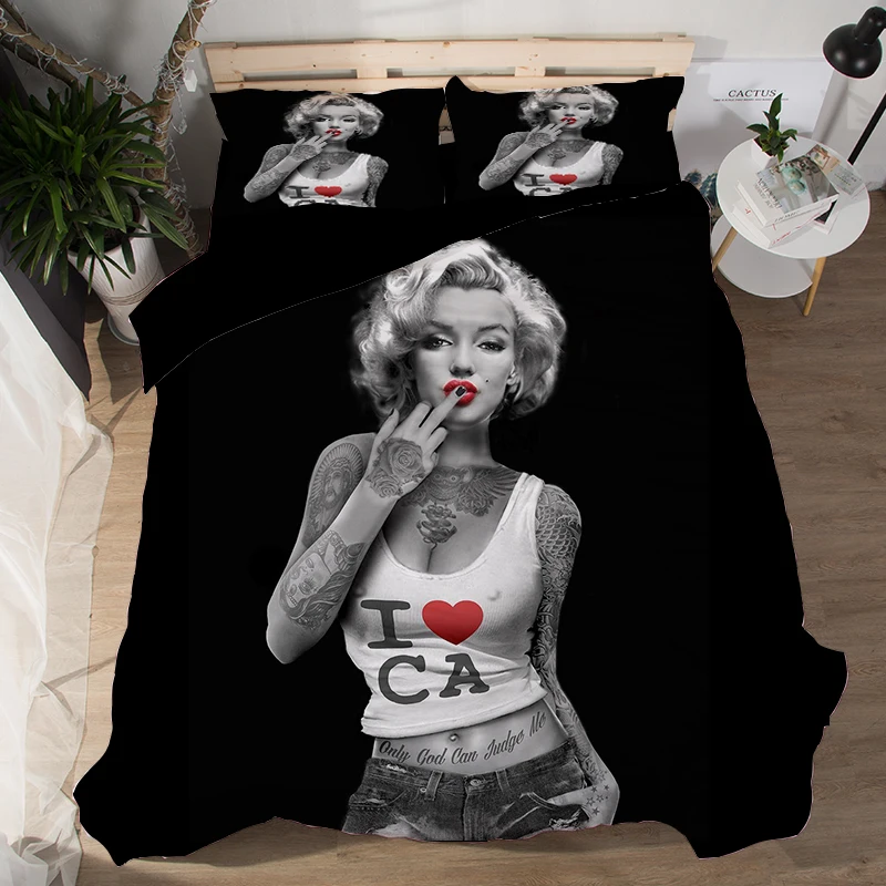 Marilyn Monroe Королевский одеяло черные комплекты постельного белья постельное белье