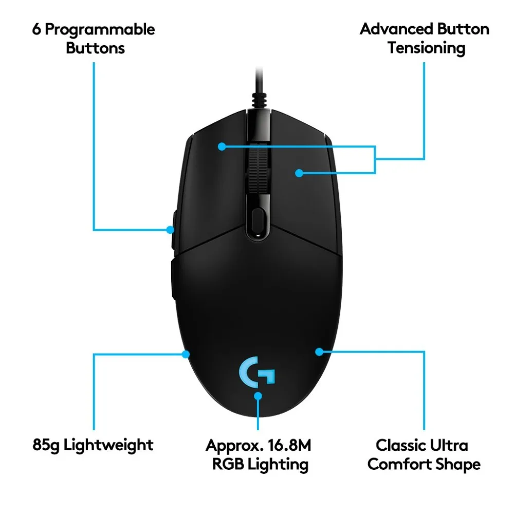 Проводная игровая мышь Logitech G102 IC PRODIGY 16 8 M с цветной RGB подсветкой PC gamer 8000