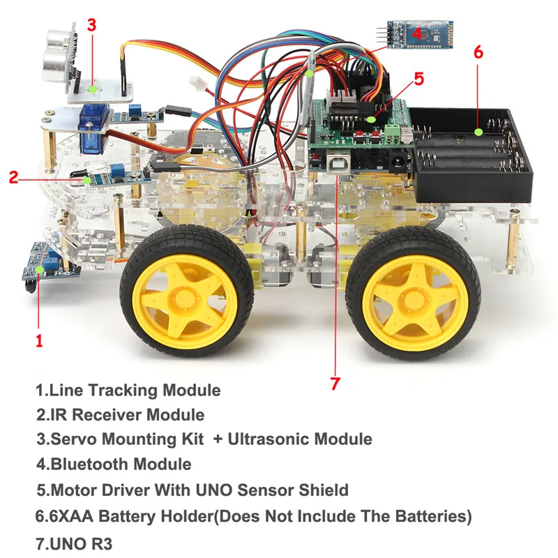 Фото DIY Мини умный робот автомобиль 4WD обучения стартовый набор для Arduino образования