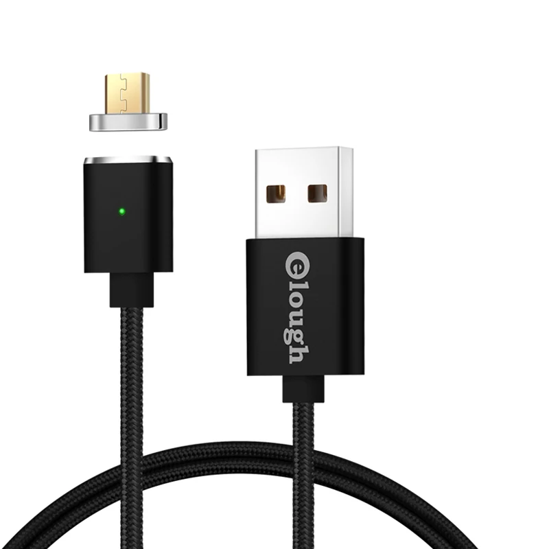 Elough E03 Магнитный зарядный micro usb кабель для Xiaomi micro usb Магнитный зарядный кабель для Android Microusb кабель для передачи данных - Цвет: BLACK