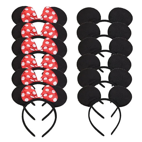 6 Red 6 Black 12 шт. Микки Минни уши блестки Смешанная повязка на голову сувениры для вечеринки ко дню рождения Детская повязка для волос(2Red 2 Rose 2 Black 3 Rose Sequin 3 Pink Sequin 3 Pink Sequin - Цвет: 6 Red 6 Black