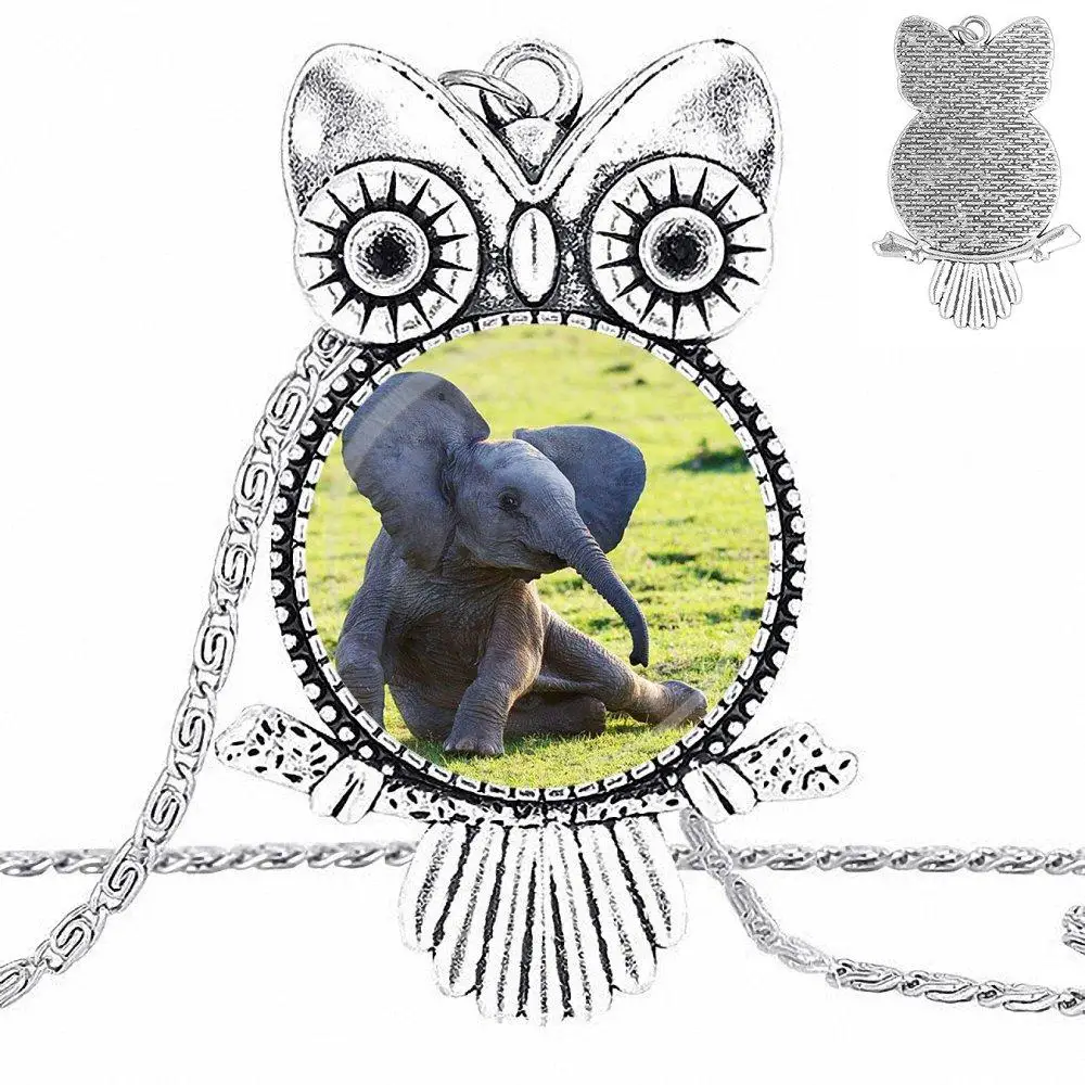 EJ глазурь для девочек оптом Детский слон бронзовый цвет стеклянный кабошон с