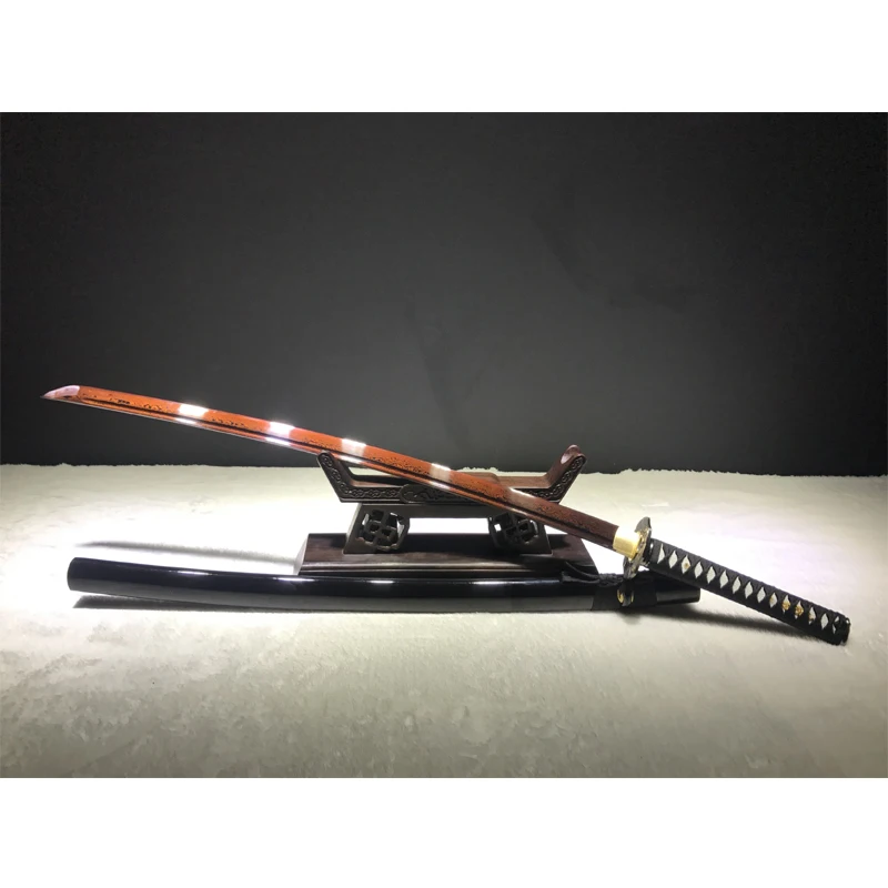 Billig Japanischen Krieger Messer Katana 102 Cm Checkered Eisen Schwarz Holz Mantel überlegene Qualität Schwert Nicht Sharp