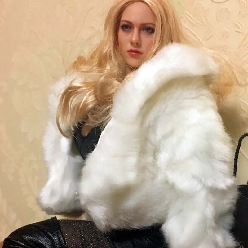 Белая меховая шуба Mnotht 1/6 женская одежда для солдат модель тела JODOLL PHICEN PLAYTOY UD|soldier