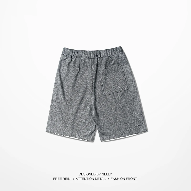 Мужские шорты в стиле Канье серые повседневные хип хоп с завязками|shorts homme|casual