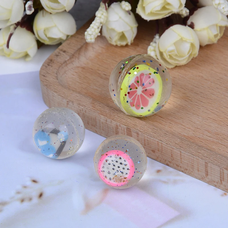

25/30mm 2/10Pcs Balls Toys Fruits Favorite Bounce Clear Rubber Kid Children Toys Birthday Party Random Color