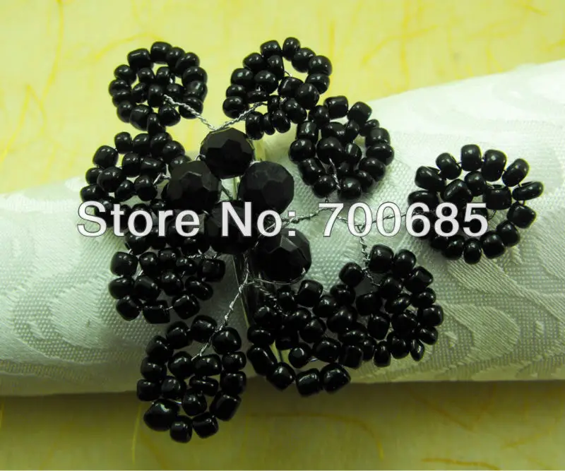 Кольцо для салфеток из черного стекла с цветком акриловый держатель свадебных