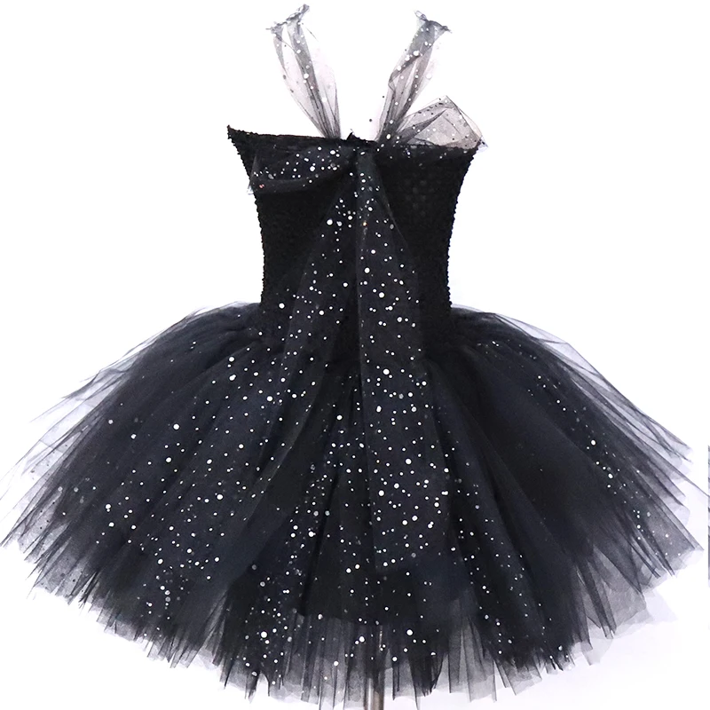 POSH DREAM Black Flower Girls Tutu Dresses for Party Sparkly Tulle with Lining Kids Clothes | Детская одежда и обувь