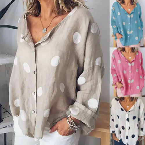 2019 New Womens Tops And Blouses Casual Long Sleeve Cute Dot Printed Summer Ladies Women Outfits Shirts |