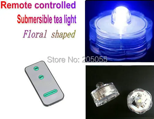 

36pcs/lot Remote control submersible LED candle light floral tealight w/controller waterproof wedding Xmas Christmas decor-BLUE